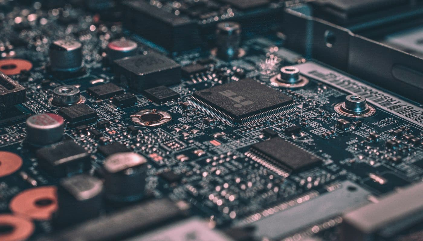 A close-up photograph of a computer circuit board